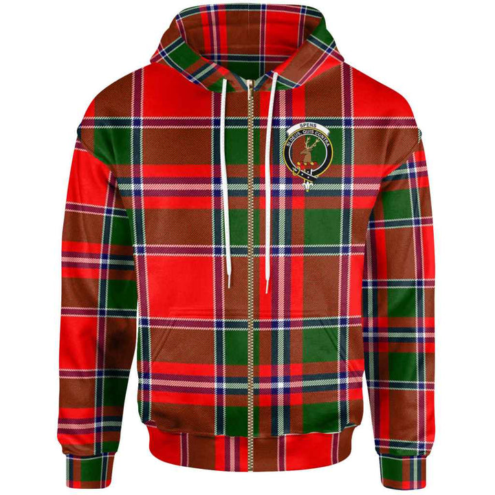 Scottish Spens (or Spence) Clan Crest Tartan Hoodie Zip Tartan Plaid
