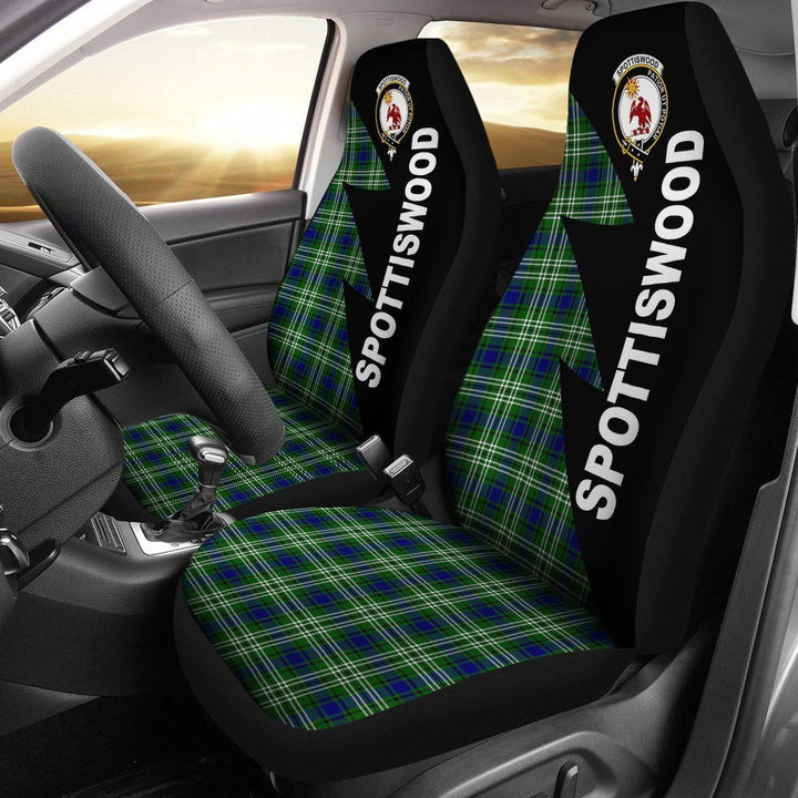 Scottish Spottiswood Clan Crest Tartan Car Seat Covers - Flash Style 1