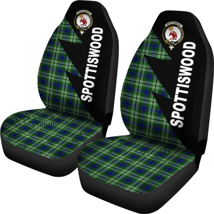Scottish Spottiswood Clan Crest Tartan Car Seat Covers - Flash Style 2