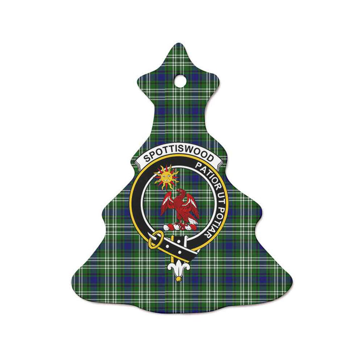 Scottish Spottiswood Clan Crest Tartan Ceramic Ornament Tree Shape Tartan Plaid