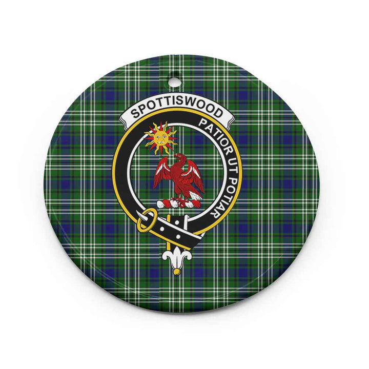 Scottish Spottiswood Clan Crest Tartan Ceramic Ornament Circle Shape Tartan Plaid
