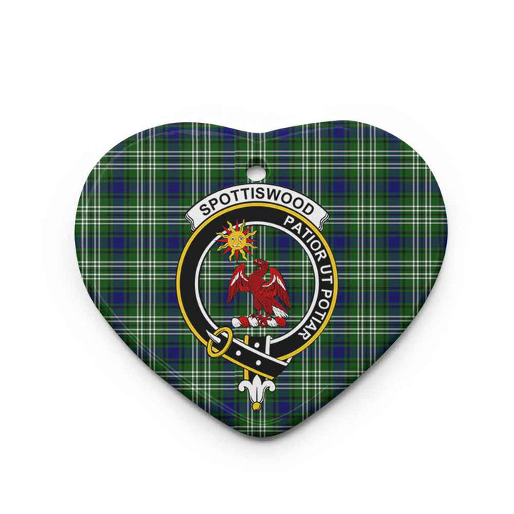 Scottish Spottiswood Clan Crest Tartan Ceramic Ornament Heart Shape Tartan Plaid