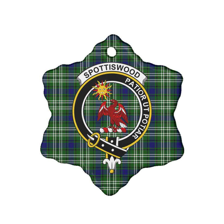 Scottish Spottiswood Clan Crest Tartan Ceramic Ornament Snow Flake Shape Tartan Plaid