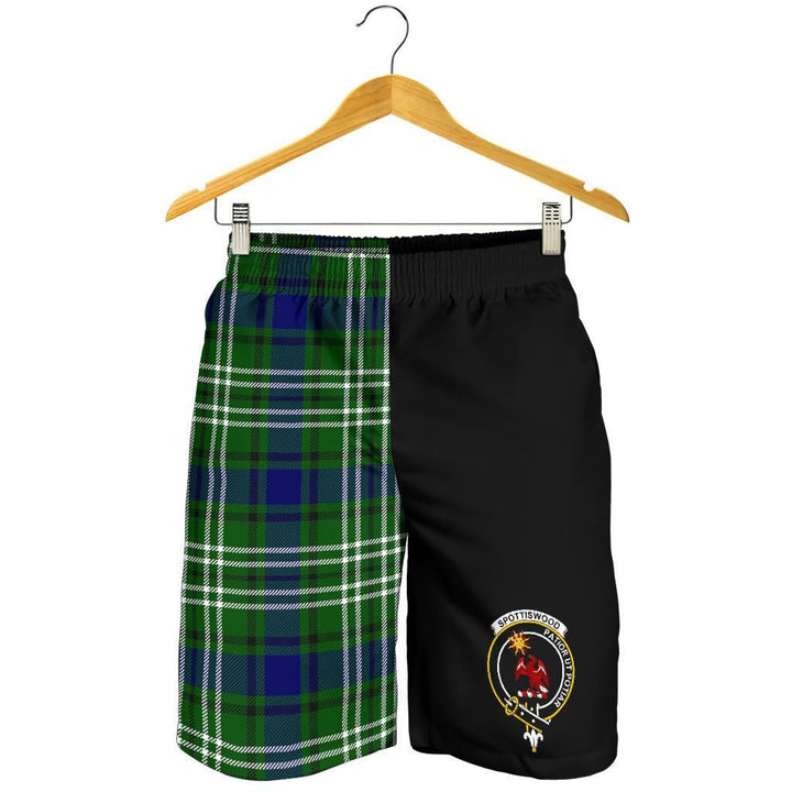 Scottish Spottiswood Clan Crest Tartan Half of Me Men's Shorts