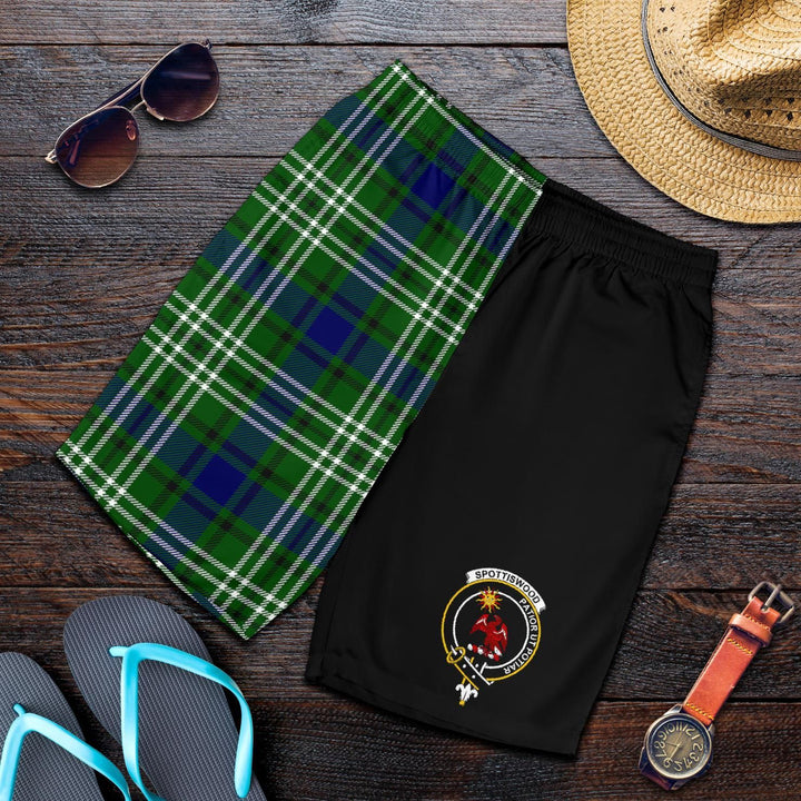 Scottish Spottiswood Clan Crest Tartan Half of Me Men's Shorts