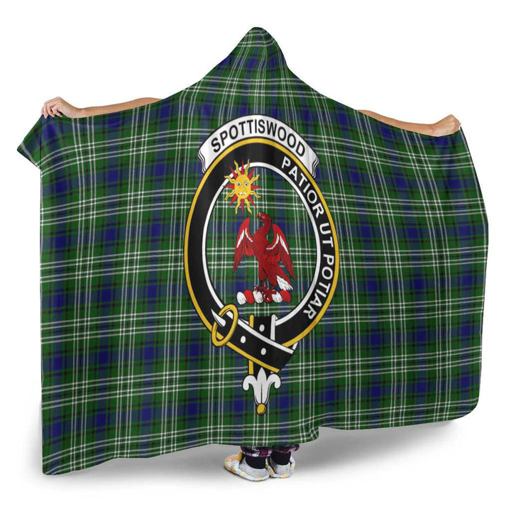Scottish Spottiswood Clan Crest Tartan Hooded Blanket Tartan Plaid 2