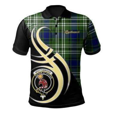 Scottish Spottiswood Clan Crest Tartan Polo Shirt Believe in Me Front Side Tartan Plaid
