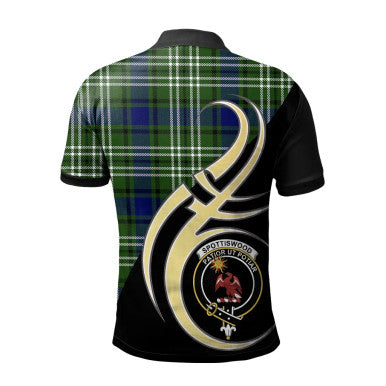Scottish Spottiswood Clan Crest Tartan Polo Shirt Believe in Me Back Side Tartan Plaid