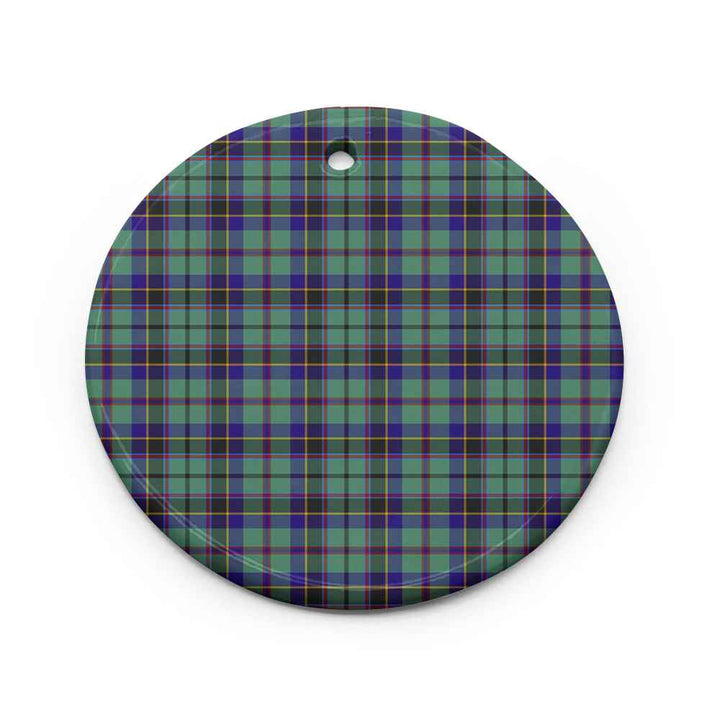 Scottish Stevenson Clan Tartan Ceramic Ornament Circle Shape Tartan Plaid