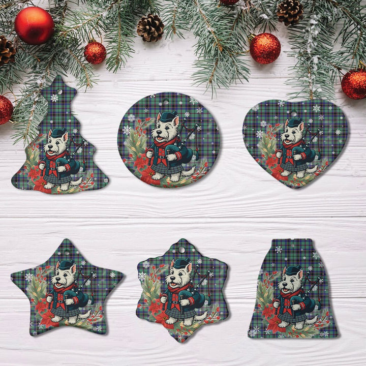 Scottish Stevenson Clan Tartan Ceramic Ornament Cute Scottish Terrier Dog All Style Tartan Plaid