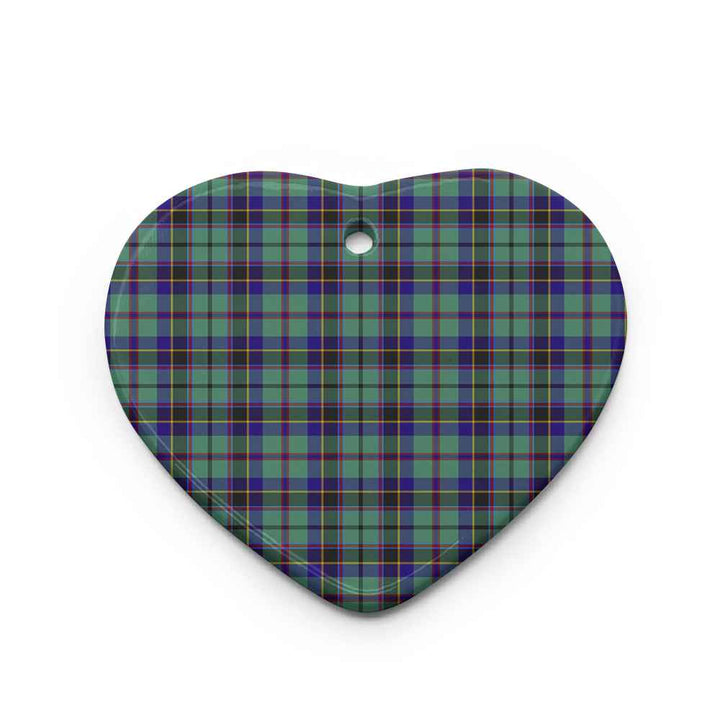 Scottish Stevenson Clan Tartan Ceramic Ornament Heart Shape Tartan Plaid