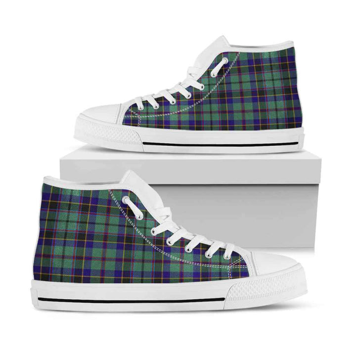 Scottish Stevenson Clan Tartan High Top Shoes White Sole Tartan Plaid