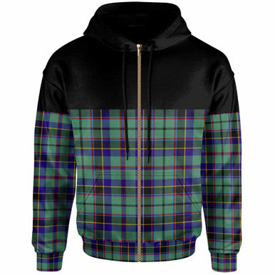 Scottish Stevenson Clan Tartan Hoodie - Horizontal Style Zip Tartan Plaid