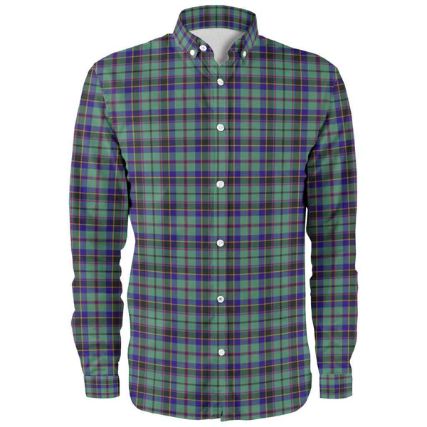 Scottish Stevenson Clan Tartan Long Sleeve Shirt Front Side Tartan Plaid