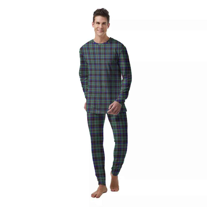 Scottish Stevenson Clan Tartan Pajama Set  Men Front Side Tartan Plaid