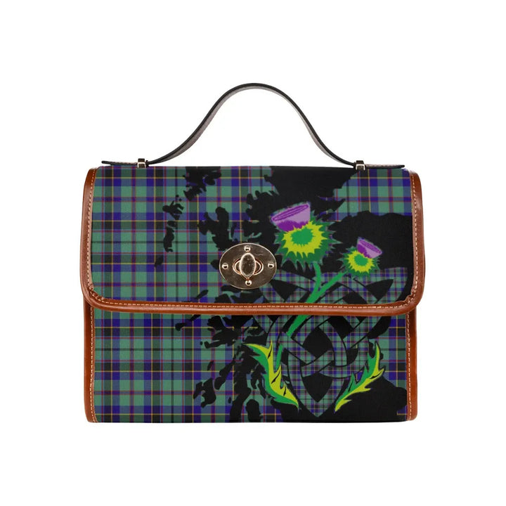 Scottish Stevenson Clan Tartan Waterproof Canvas Bag With Thistle Tartan Plaid 2