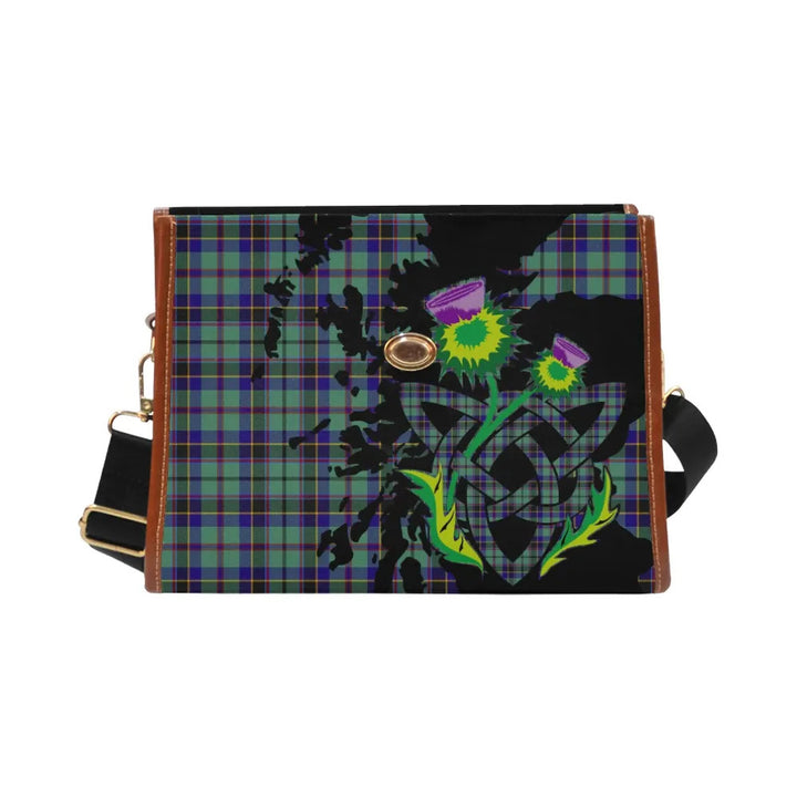 Scottish Stevenson Clan Tartan Waterproof Canvas Bag With Thistle Tartan Plaid 1