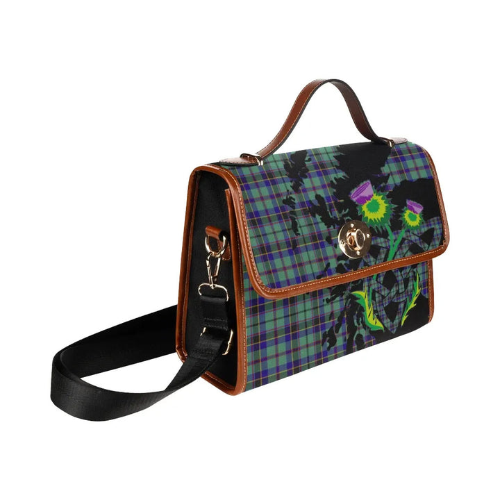 Scottish Stevenson Clan Tartan Waterproof Canvas Bag With Thistle Tartan Plaid 3
