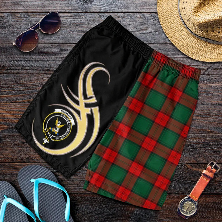 Scottish Stewart Atholl Modern Clan Crest Tartan Believe in Me Men's Shorts