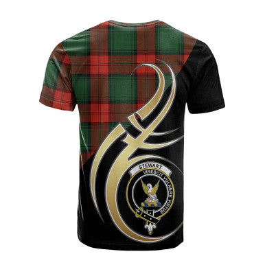 Scottish Stewart Atholl Modern Clan Crest Tartan T-Shirt Believe in Me Back Side Tartan Plaid