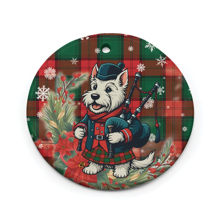 Scottish Stewart Atholl Modern Clan Tartan Ceramic Ornament Cute Scottish Terrier Dog Circle Style Tartan Plaid