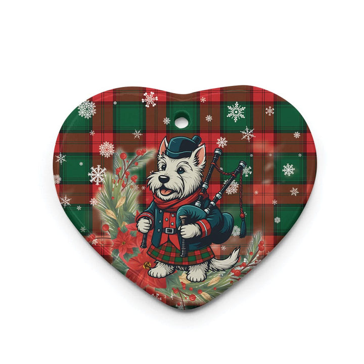Scottish Stewart Atholl Modern Clan Tartan Ceramic Ornament Cute Scottish Terrier Dog Heart Style Tartan Plaid
