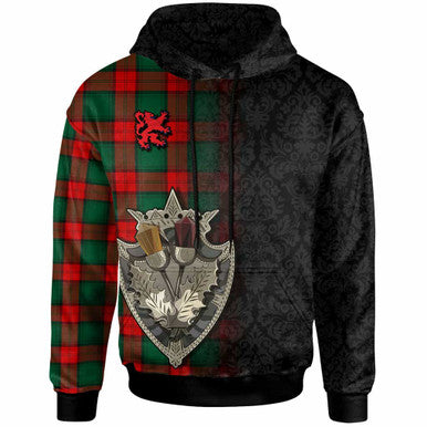 Scottish Stewart Atholl Modern Clan Tartan Hoodie - Half Thistle Flowers Celtic Design Front Side Tartan Plaid