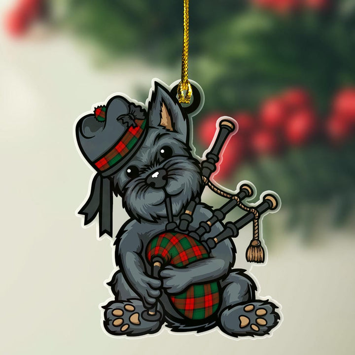 Scottish Stewart Atholl Modern Clan Tartan Ornament Scottish Terrier Plays The Bagpipes Tartan Plaid