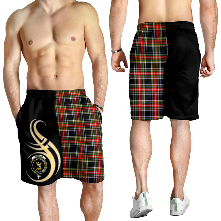 Scottish Stewart Black Clan Crest Tartan Believe in Me Men's Shorts