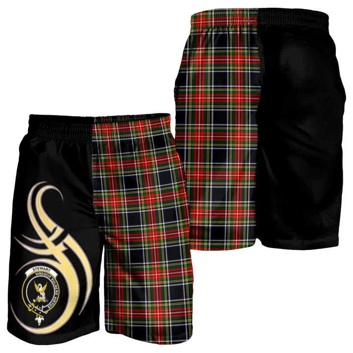 Scottish Stewart Black Clan Crest Tartan Believe in Me Men's Shorts