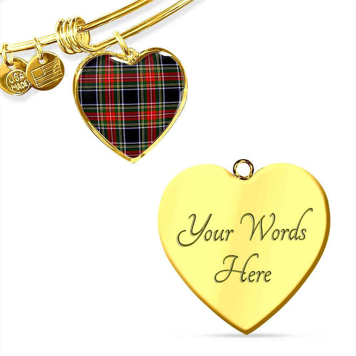 Scottish Stewart Black Clan Tartan Bangle Heart Tartan Plaid 4