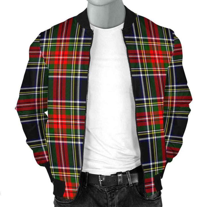 Scottish Stewart Black Clan Tartan Bomber Jacket Tartan Plaid 2