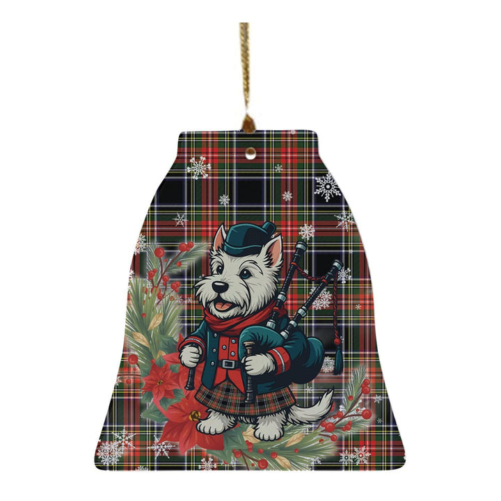 Scottish Stewart Black Clan Tartan Ceramic Ornament Cute Scottish Terrier Dog Bell Style Tartan Plaid