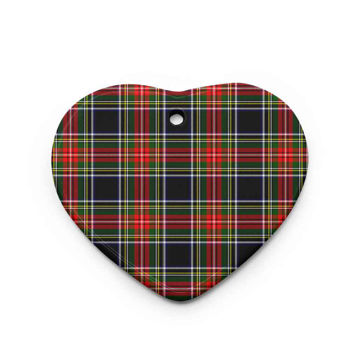 Scottish Stewart Black Clan Tartan Ceramic Ornament Heart Shape Tartan Plaid