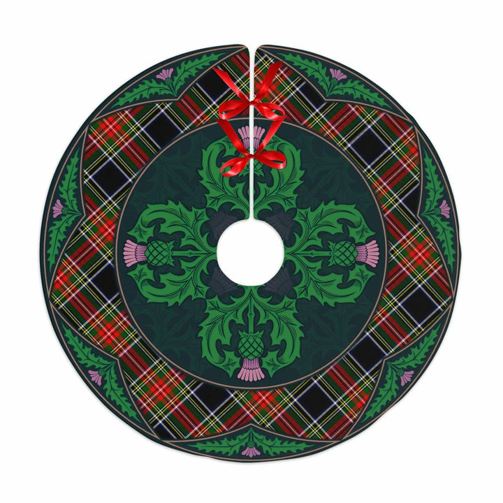 Scottish Stewart Black Clan Tartan Christmas Tree Skirt Old Scottish Thistle Flower No Tassels Tartan Plaid 1