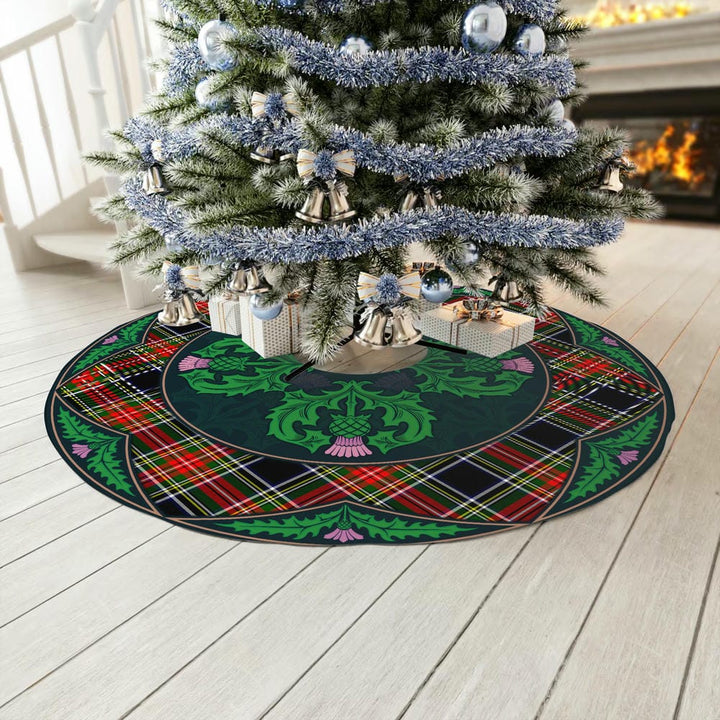 Scottish Stewart Black Clan Tartan Christmas Tree Skirt Old Scottish Thistle Flower No Tassels Tartan Plaid 3