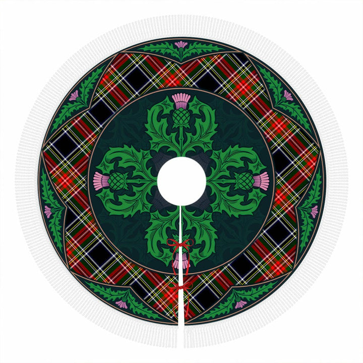 Scottish Stewart Black Clan Tartan Christmas Tree Skirt Old Scottish Thistle Flower Tassels Tartan Plaid 1
