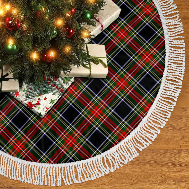 Scottish Stewart Black Clan Tartan Christmas Tree Skirt Tassels 2 Tartan Plaid