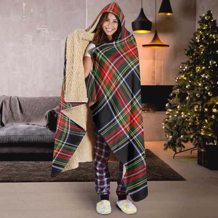 Scottish Stewart Black Clan Tartan Hooded Blanket Tartan Plaid 6