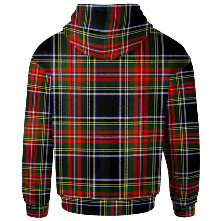 Scottish Stewart Black Clan Tartan Hoodie Back Side Tartan Plaid