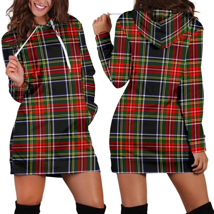 Scottish Stewart Black Clan Tartan Hoodie Dress