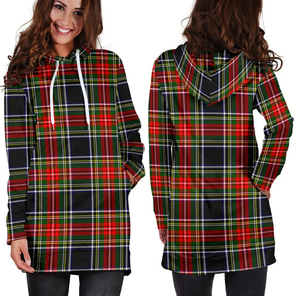 Scottish Stewart Black Clan Tartan Hoodie Dress
