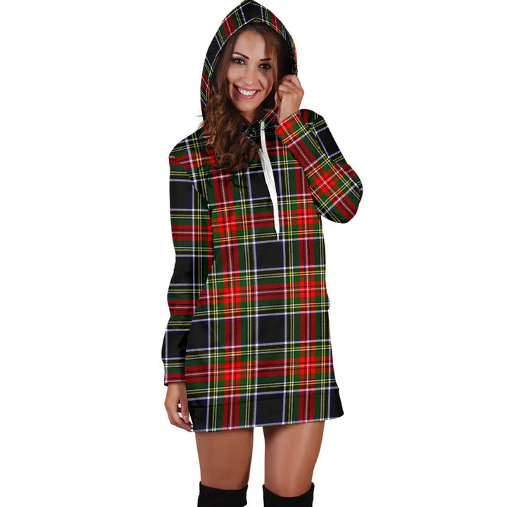 Scottish Stewart Black Clan Tartan Hoodie Dress