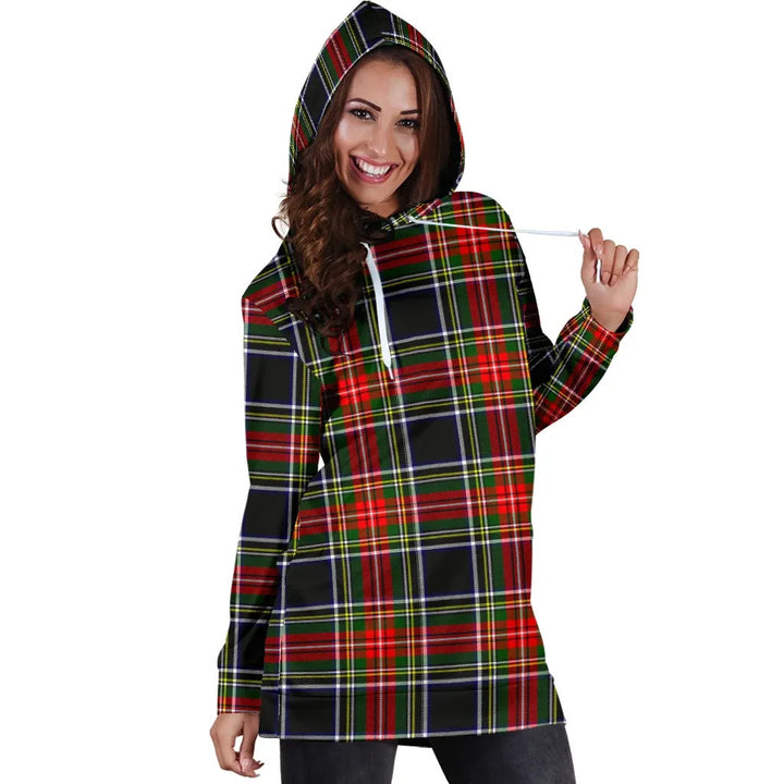 Scottish Stewart Black Clan Tartan Hoodie Dress