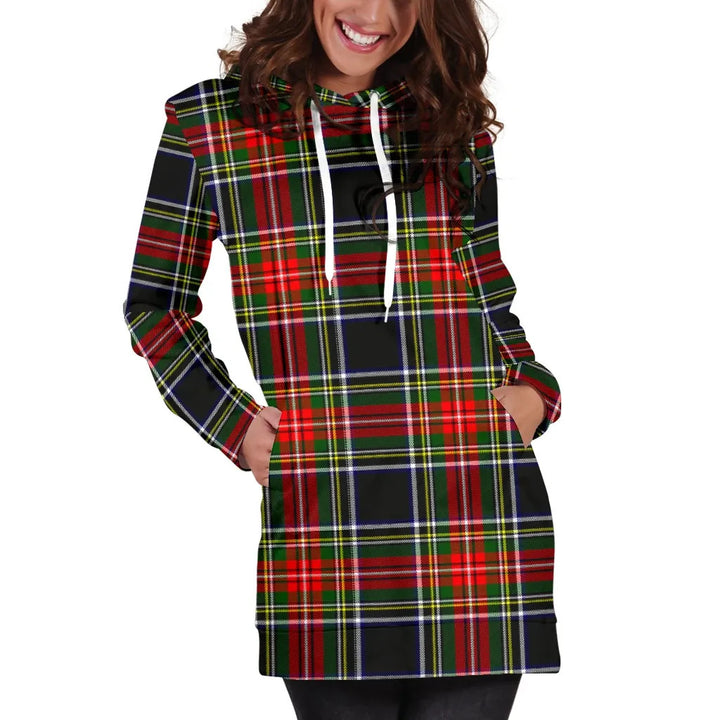 Scottish Stewart Black Clan Tartan Hoodie Dress