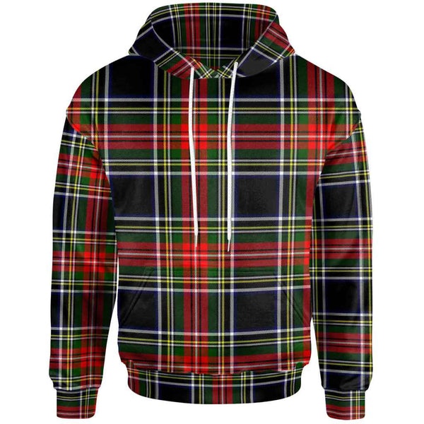 Scottish Stewart Black Clan Tartan Hoodie Front Side Tartan Plaid