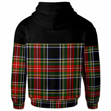 Scottish Stewart Black Clan Tartan Hoodie - Horizontal Style Back Side Tartan Plaid