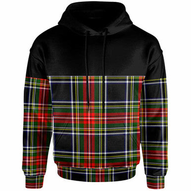 Scottish Stewart Black Clan Tartan Hoodie - Horizontal Style Front Side Tartan Plaid