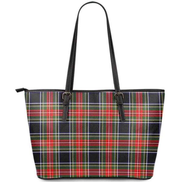 Scottish Stewart Black Clan Tartan Leather Tote Tartan Plaid