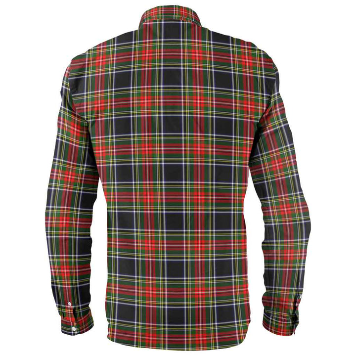 Scottish Stewart Black Clan Tartan Long Sleeve Shirt Back Side Tartan Plaid